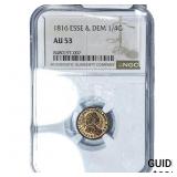 1816 Essequibo & Demerara Silver 1/4 Guilder NGC A