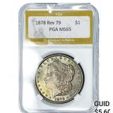 1878 Rev 79 Morgan Silver Dollar PGA MS65