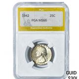1942 Washington Silver Quarter PGA MS66