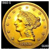 1860-S $2.50 Gold Quarter Eagle CHOICE BU