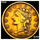 1836 $2.50 Gold Quarter Eagle CLOSELY UNCIRCULATED