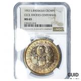 1953 S. Rhodesia Silver 1 Crown NGC MS63