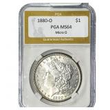 1880-O Morgan Silver Dollar PGA MS64 Micro O