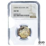 1909-H Bolivia Silver 20 Centavos Toned! NGC AU58