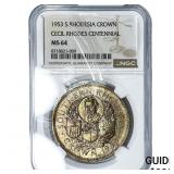 1953 S. Rhodesia Silver 1 Crown NGC MS64