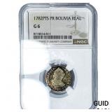 1782-PTS Colonial Spain Silver 1 Real NGC G6