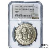 1953 S. Rhodesia Silver 1 Crown NGC MS64