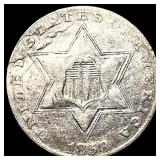 1858 Silver Three-Cent Piece LIGHTLY CIRCULATED