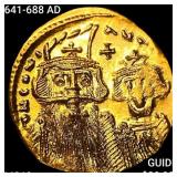 641-688 AD Constans II Gold Soledi CHOICE BU