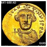 641-688 AD Constans II Gold Soledi CHOICE AU