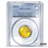 1903-S $5 Gold Half Eagle PCGS MS62