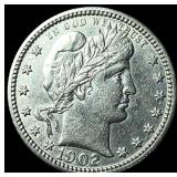 1902 Barber Silver Quarter UNCIRCULATED