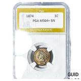 1874 Indian Head Cent PGA MS64+BN