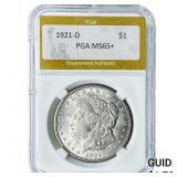 1921-D Morgan Silver Dollar PGA MS65+