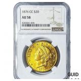 1876-CC $20 Gold Double Eagle NGC AU58