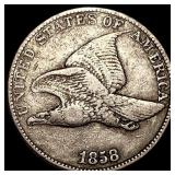 1858 Copper-Nickel Flying Eagle Cent NEARLY UNCIRC