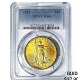 1924 $20 Gold Double Eagle PCGS MS63