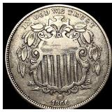 1866 Shield Nickel NEARLY UNCIRCULATED
