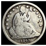 1840 Seated Liberty Dime No Drapery LIGHTLY CIRCUL