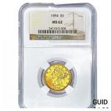 1894 $5 Gold Half Eagle NGC MS62