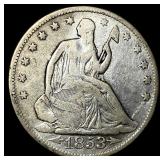 1853 Arrows Seated Liberty Half Dollar NEARLY UNCI