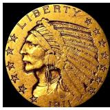 1911 Indian Head Half Eagle $5 Gold CLOSELY UNCIRC