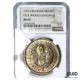 1953 S. Rhodesia Silver 1 Crown NGC MS63