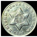 1851 Silver Three-Cent Piece UNCIRCULATED