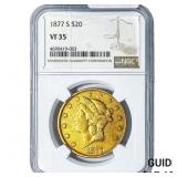 1877-S $20 Gold Double Eagle NGC VF35