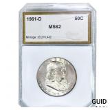1961-D Franklin Half Dollar PGA MS62
