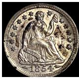 1854 Arrows Seated Liberty Half Dime CHOICE BU
