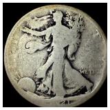 1917-D Silver Walking Liberty Half Dollar NICELY C