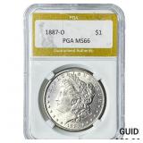 1887-O Morgan Silver Dollar PGA MS66