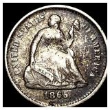 1865-S Silver Half Dime CLOSELY UNCIRCULATED