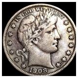 1908-S Silver Barber Half Dollar NEARLY UNCIRCULAT