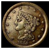 1855 Braided Hair Half Cent CLOSELY UNCIRCULATED
