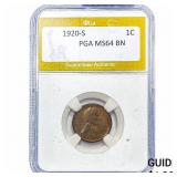 1920-S Wheat Cent PGA MS64BN