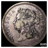 1891 Straits Settlements Victoria Silver 50 Cents