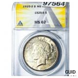 1925-S Silver Peace Dollar ANACS MS62