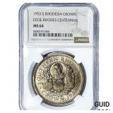 1953 S. Rhodesia Silver 1 Crown NGC MS64