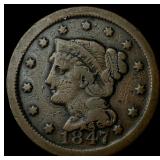 1847 Braided Hair Large Cent NEARLY  UNCIRCULATED