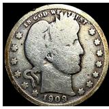 1909-O Silver Barber Quarter LIGHTLY CIRCULATED