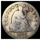 1858-O Silver Seated Liberty Quarter NICELY CIRCUL