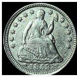 1853 Arrows Seated Liberty Half Dime CHOICE  AU