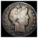 1901-S Silver Barber Half Dollar NICELY CIRCULATED