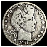 1911-S Silver Barber Half Dollar LIGHTLY CIRCULATE