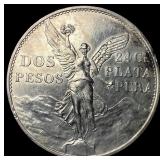 1921 Silver 2 Pesos Mexico UNCIRCULATED