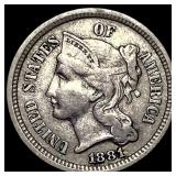 1881 Nickel Three-Cent Piece NEARLY UNCIRCULATED