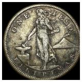 1907-S Silver One Peso Philippines CLOSELY UNCIRCU