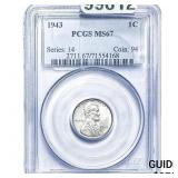 1943 Wheat Cent PCGS MS67